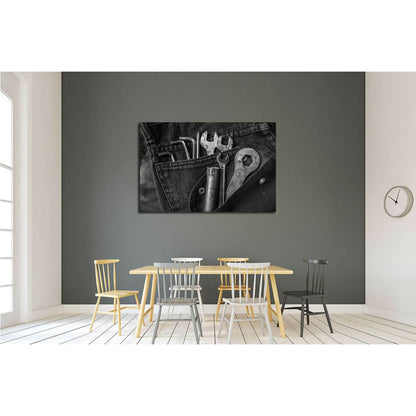 Tools on a workers pocket, Black and white photo №3245 Ready to Hang Canvas Print - Zellart Canvas Prints ALL_Products, s-3245
