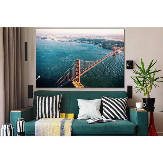 Top View Golden Gate №SL1121 Ready to Hang Canvas Print - Zellart Canvas Prints 0new, ALL_Products, Bridges Wall Art