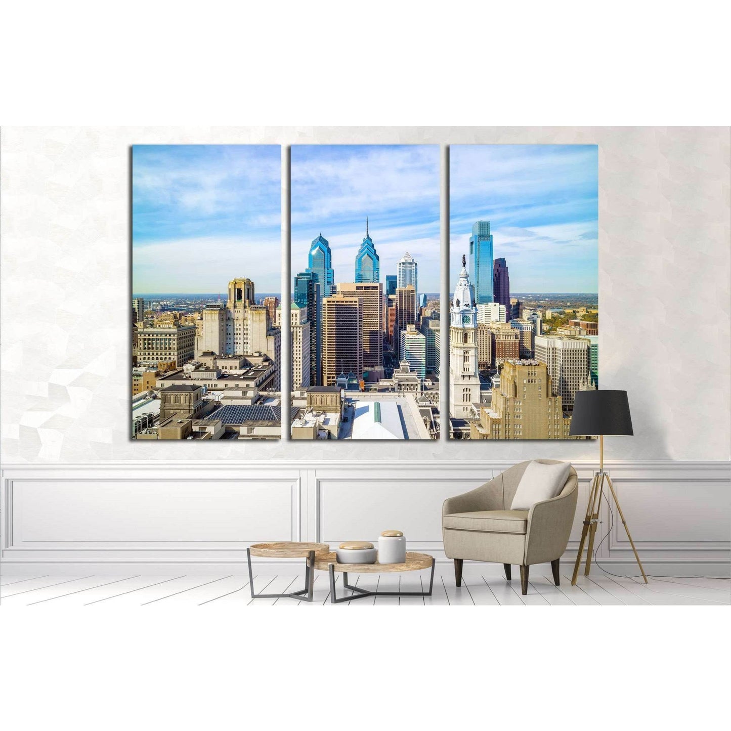 Top view of downtown skyline Philadelphia USA №2058 Ready to Hang Canvas Print - Zellart Canvas Prints ALL_Products, s-2058