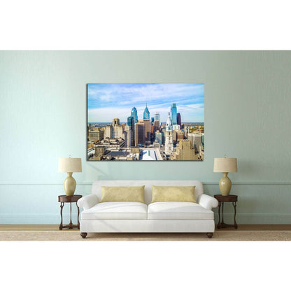 Top view of downtown skyline Philadelphia USA №2058 Ready to Hang Canvas Print - Zellart Canvas Prints ALL_Products, s-2058