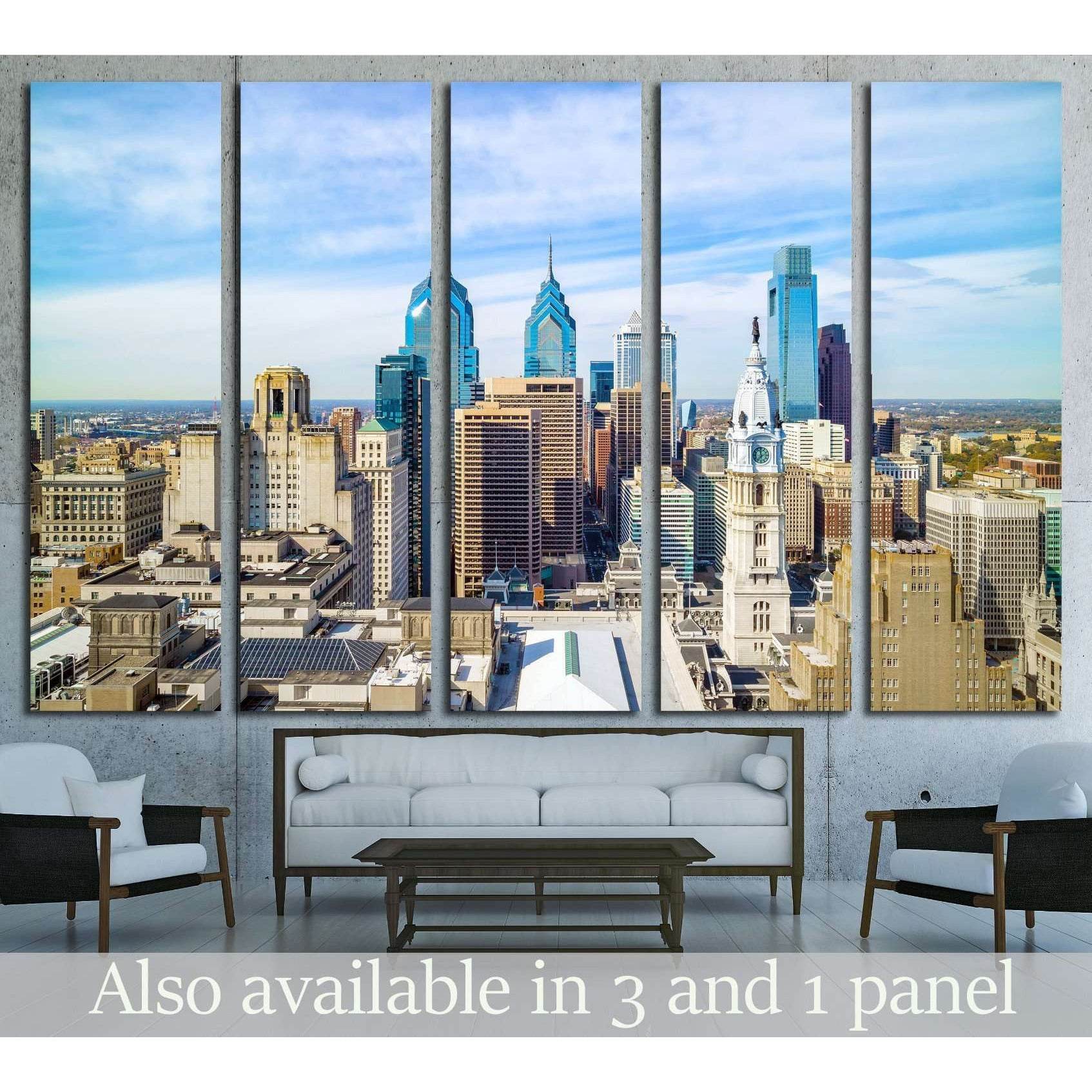 Top view of downtown skyline Philadelphia USA №2058 Ready to Hang Canvas PrintCanvas art arrives ready to hang, with hanging accessories included and no additional framing required. Every canvas print is hand-crafted, made on-demand at our workshop and ex