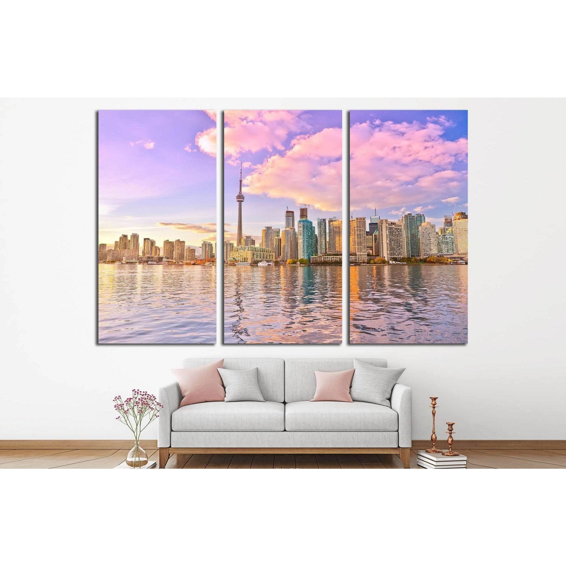 Toronto skyline at dusk in Ontario, Canada. №2059 Ready to Hang Canvas Print - Zellart Canvas Prints ALL_Products, s-2059