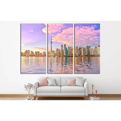 Toronto skyline at dusk in Ontario, Canada. №2059 Ready to Hang Canvas Print - Zellart Canvas Prints ALL_Products, s-2059