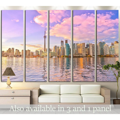 Toronto skyline at dusk in Ontario, Canada. №2059 Ready to Hang Canvas Print - Zellart Canvas Prints ALL_Products, s-2059
