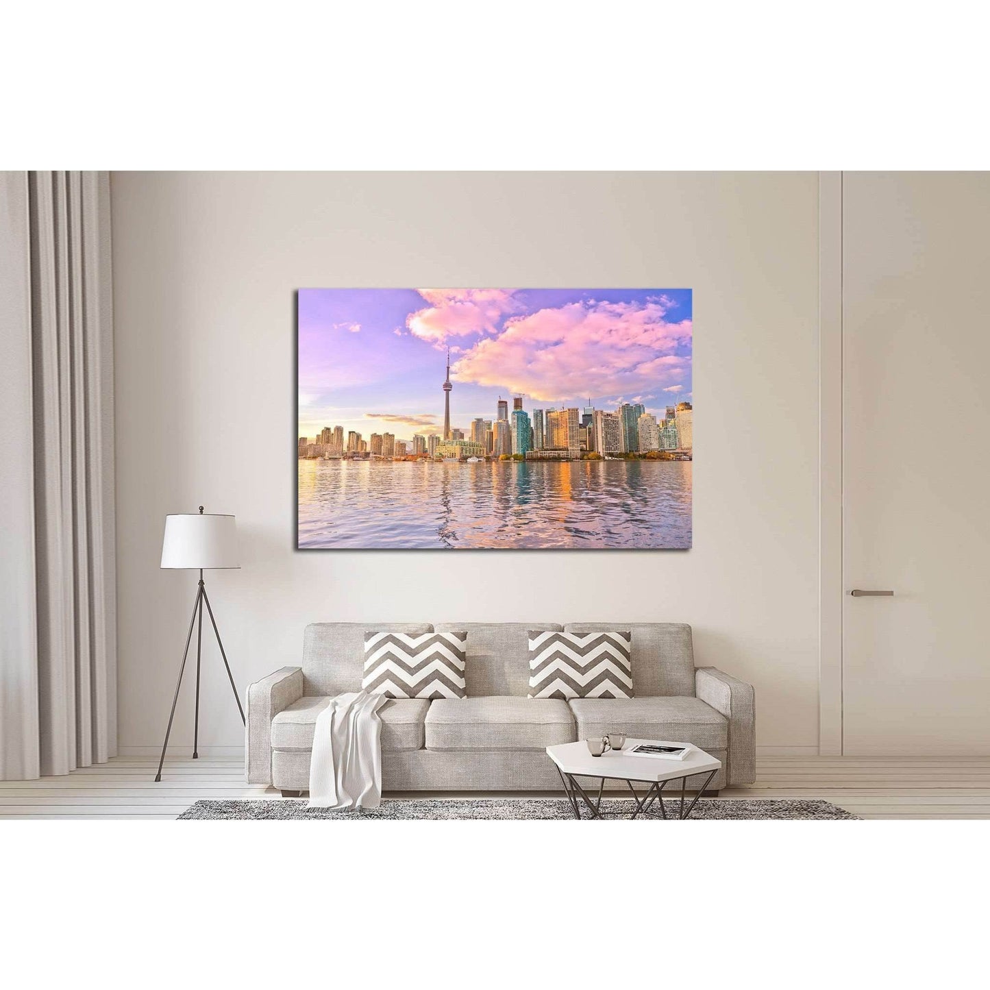 Toronto skyline at dusk in Ontario, Canada. №2059 Ready to Hang Canvas Print - Zellart Canvas Prints ALL_Products, s-2059