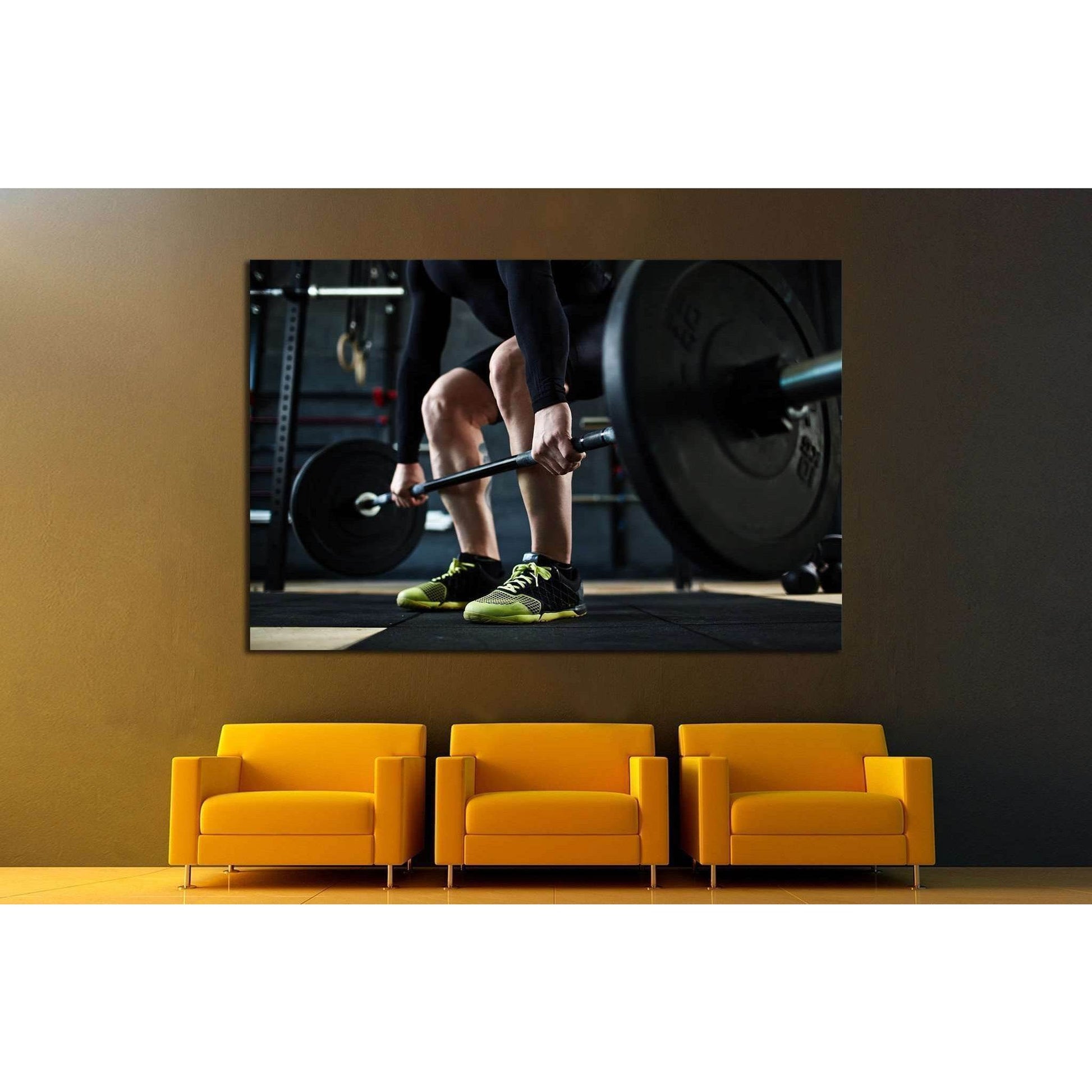Training with barbell №1383 Ready to Hang Canvas PrintCanvas art arrives ready to hang, with hanging accessories included and no additional framing required. Every canvas print is hand-crafted, made on-demand at our workshop and expertly stretched around