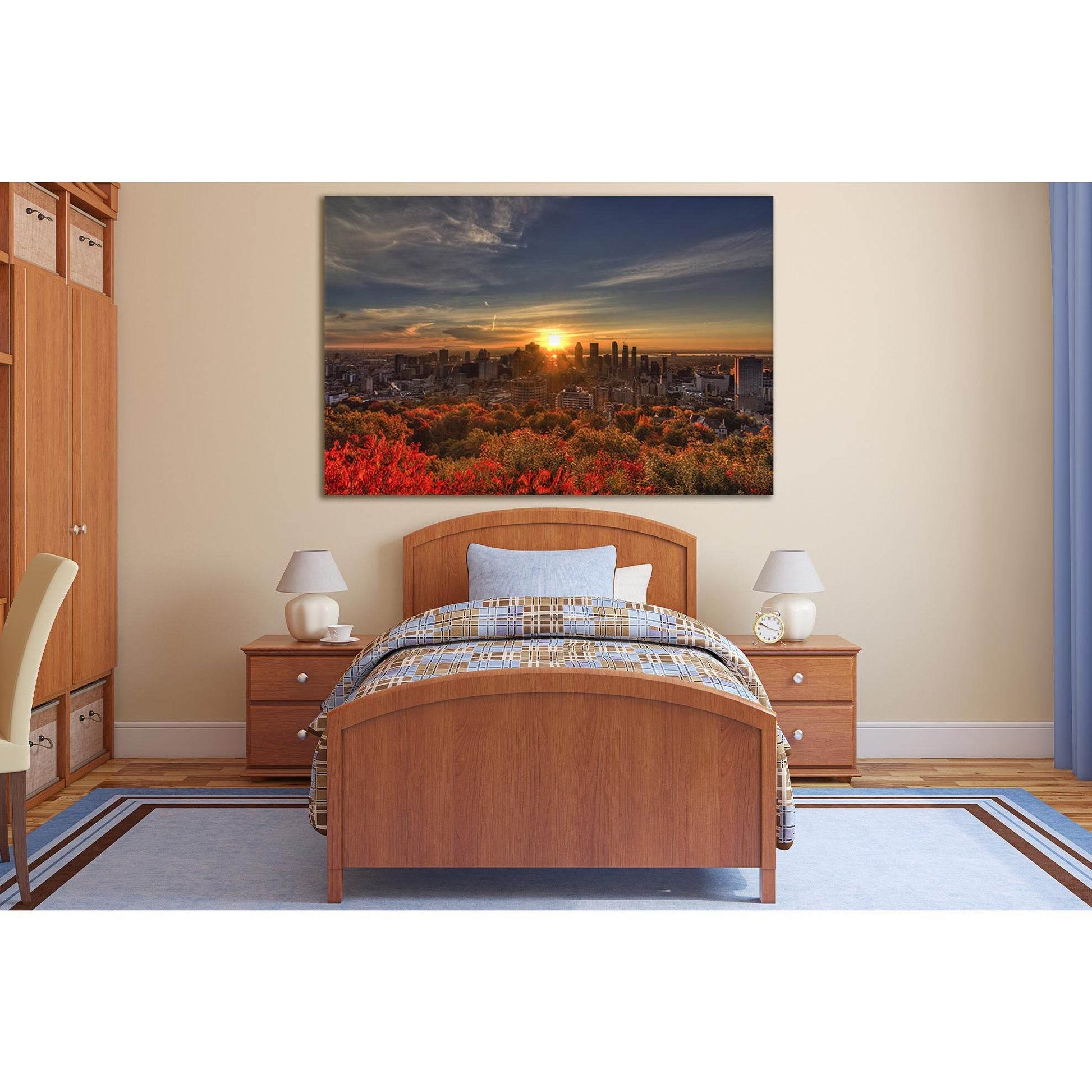 Trees City Sunset №SL280 Ready to Hang Canvas Print - Zellart Canvas Prints 0new, ALL_Products, SUNRISE & SUNSET WALL ART