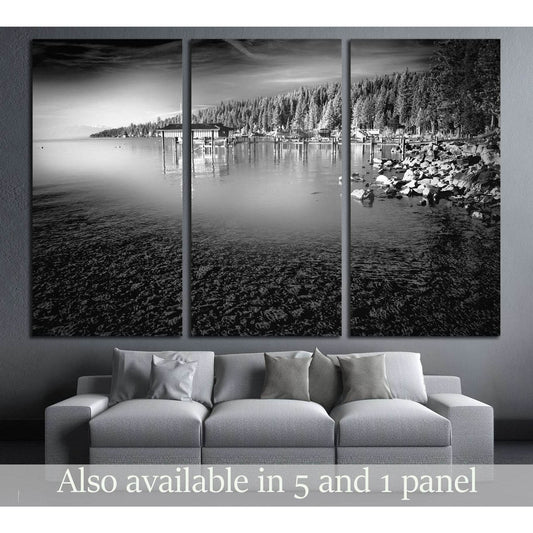 Trees in a forest at the lakeside, Carnelian Bay, Lake Tahoe, California, USA №2860 Ready to Hang Canvas Print - Zellart Canvas Prints ALL_Products, s-2860