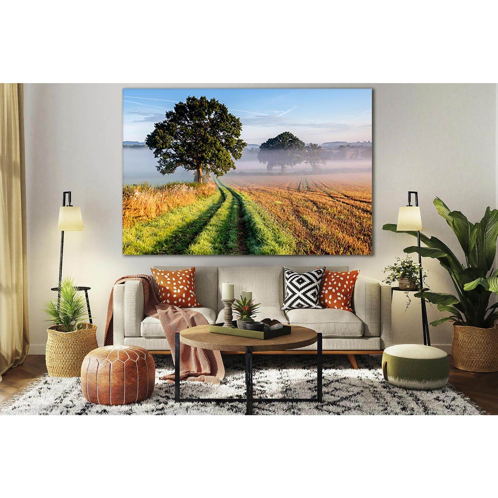 Trees In Foggy Landscape №SL815 Ready to Hang Canvas Print - Zellart Canvas Prints 0new, ALL_Products, Trees Wall Art