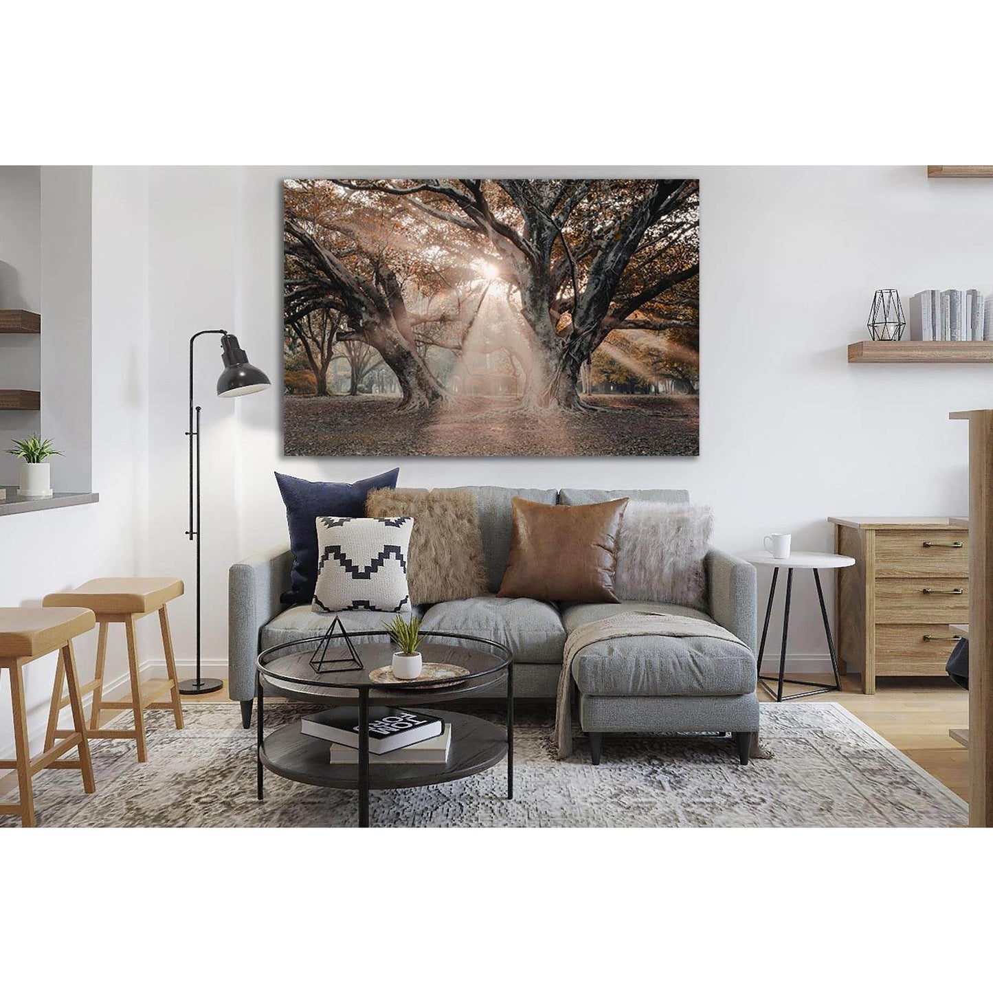 Trees In The Sunbeams №SL802 Ready to Hang Canvas Print - Zellart Canvas Prints 0new, ALL_Products, Trees Wall Art