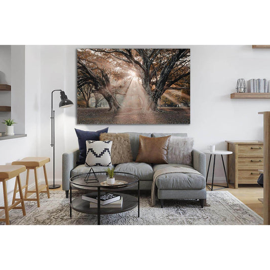 Trees In The Sunbeams №SL802 Ready to Hang Canvas Print - Zellart Canvas Prints 0new, ALL_Products, Trees Wall Art