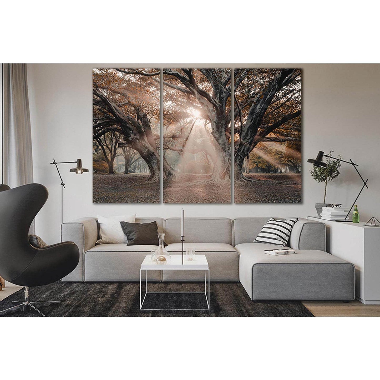 Trees In The Sunbeams №SL802 Ready to Hang Canvas Print - Zellart Canvas Prints 0new, ALL_Products, Trees Wall Art