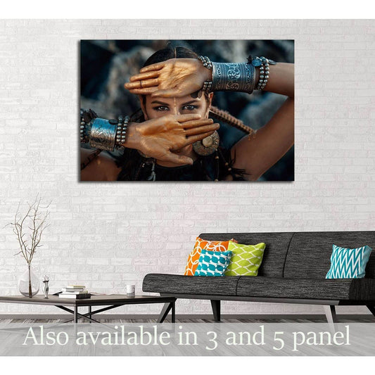 tribal woman portrait outdoors №2779 Ready to Hang Canvas Print - Zellart Canvas Prints ALL_Products, s-2779