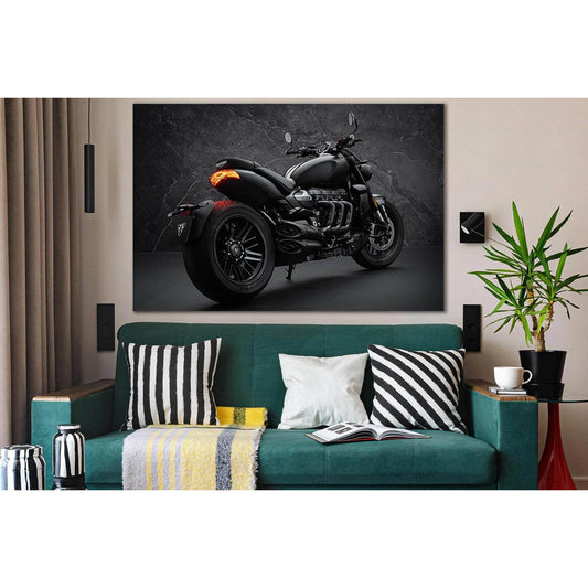 Triumph Rocket 3 Motorcycle Black & White №SL880 Ready to Hang Canvas Print - Zellart Canvas Prints 0new, ALL_Products, Black & White Wall Art