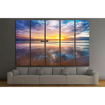 Tropical beach at beautiful sunset. Nature background №2677 Ready to Hang Canvas Print - Zellart Canvas Prints ALL_Products, s-2677