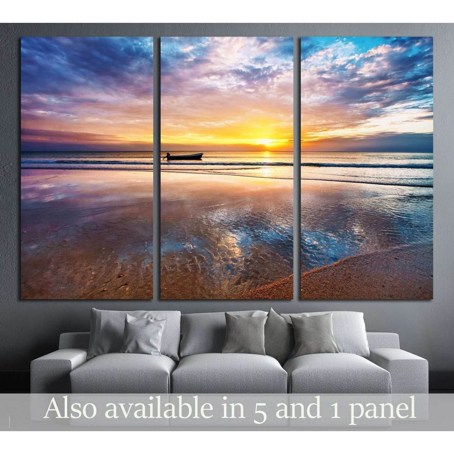 Tropical beach at beautiful sunset. Nature background №2677 Ready to Hang Canvas Print - Zellart Canvas Prints ALL_Products, s-2677