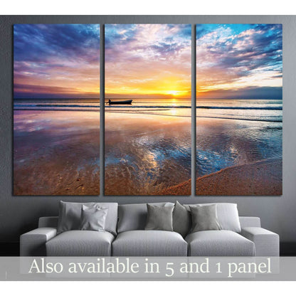 Tropical beach at beautiful sunset. Nature background №2677 Ready to Hang Canvas Print - Zellart Canvas Prints ALL_Products, s-2677