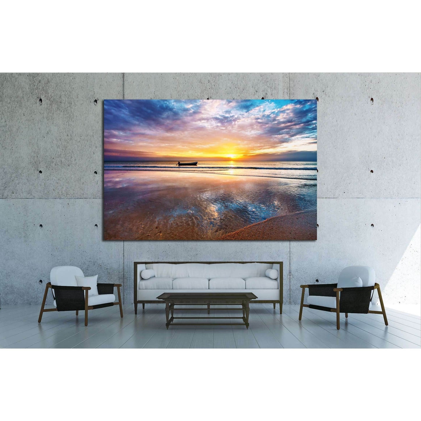 Tropical beach at beautiful sunset. Nature background №2677 Ready to Hang Canvas Print - Zellart Canvas Prints ALL_Products, s-2677