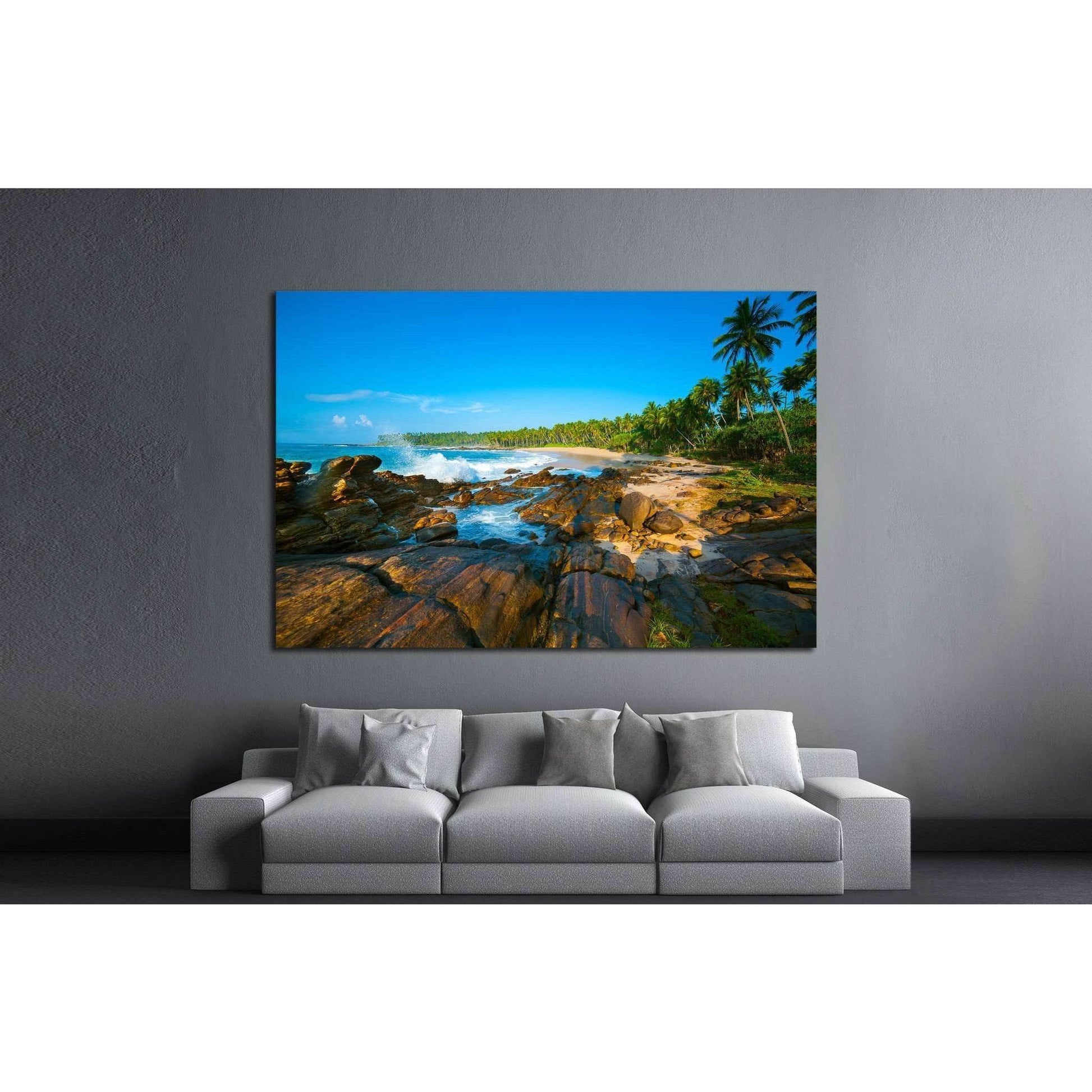 Tropical beach near Tangalle, Sri Lanka. Stones at foreground №1961 Ready to Hang Canvas PrintCanvas art arrives ready to hang, with hanging accessories included and no additional framing required. Every canvas print is hand-crafted, made on-demand at our