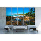 Tropical beach near Tangalle, Sri Lanka. Stones at foreground №1961 Ready to Hang Canvas Print