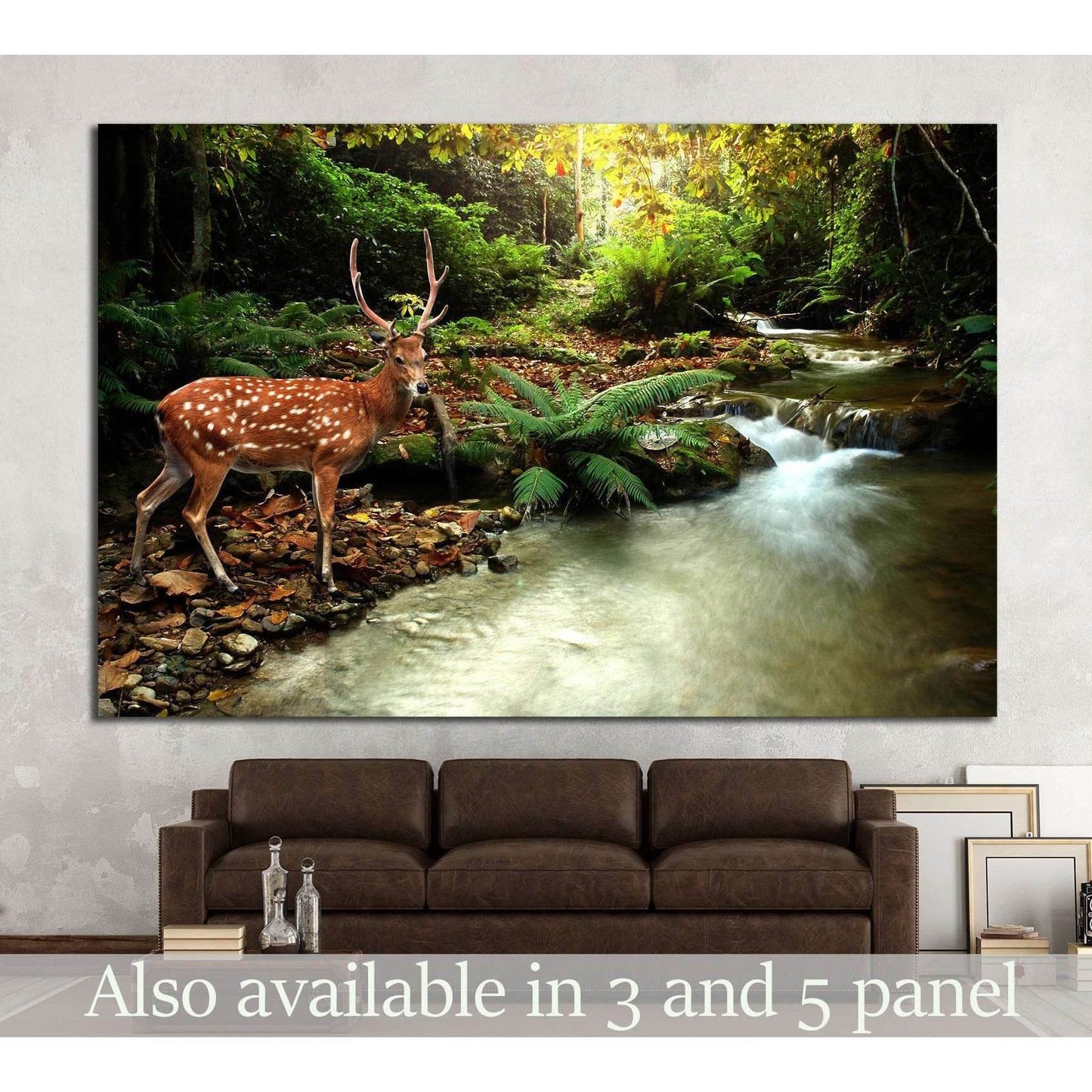 tropical stream and sika deer №1113 Ready to Hang Canvas PrintCanvas art arrives ready to hang, with hanging accessories included and no additional framing required. Every canvas print is hand-crafted, made on-demand at our workshop and expertly stretched