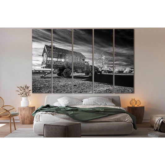 Truck With Inscription God Is Love №SL835 Ready to Hang Canvas Print - Zellart Canvas Prints 0new, ALL_Products, Black & White Wall Art