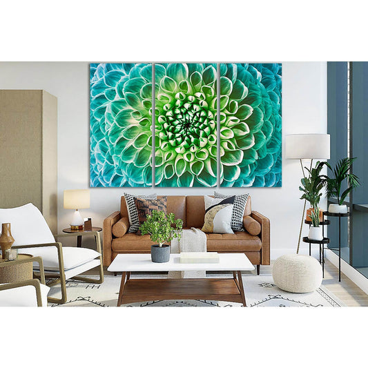 Turquoise Green Flower Macro №SL675 Ready to Hang Canvas Print - Zellart Canvas Prints 0new, ALL_Products, Floral & Botanical Wall Art