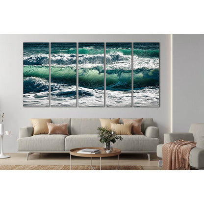 Turquoise Sea Waves №SL85 Ready to Hang Canvas Print - Zellart Canvas Prints 0new, ALL_Products, Beach Ocean & Waves