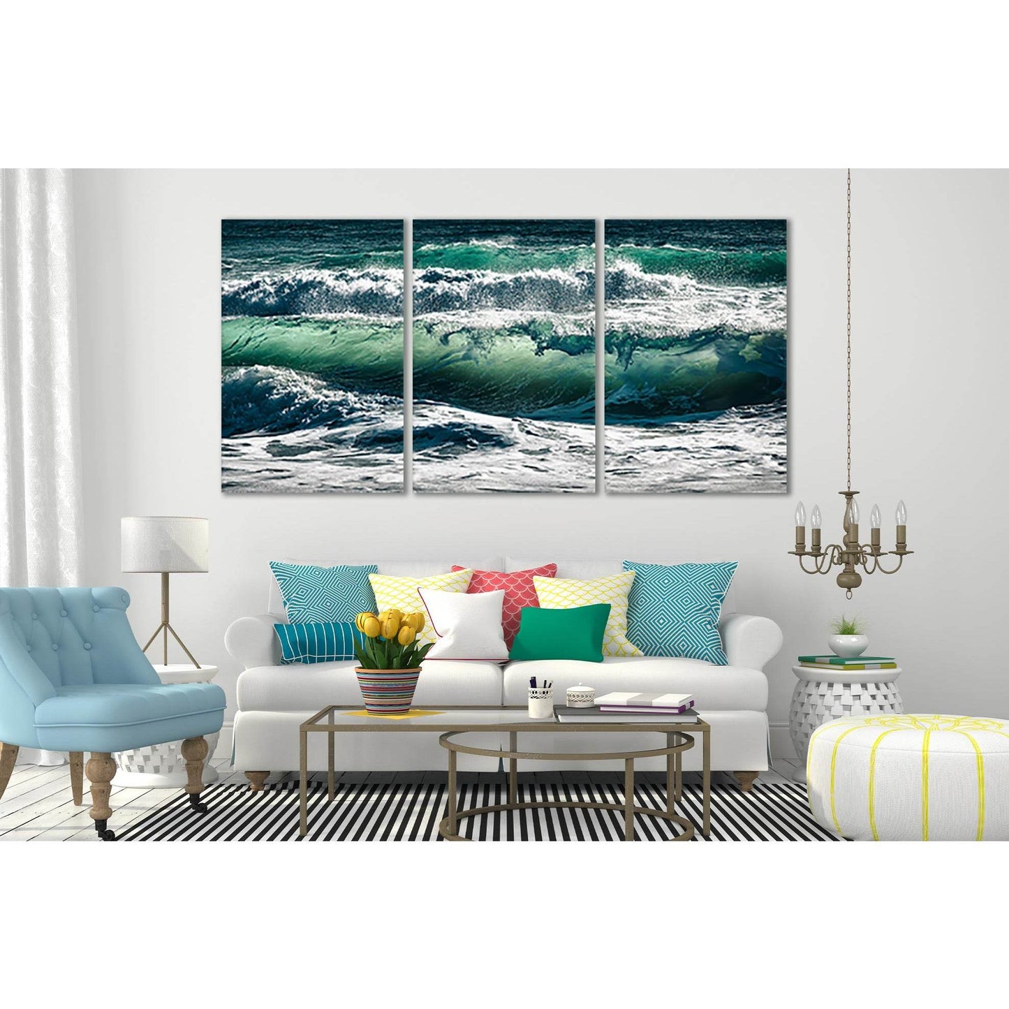 Turquoise Sea Waves №SL85 Ready to Hang Canvas Print - Zellart Canvas Prints 0new, ALL_Products, Beach Ocean & Waves