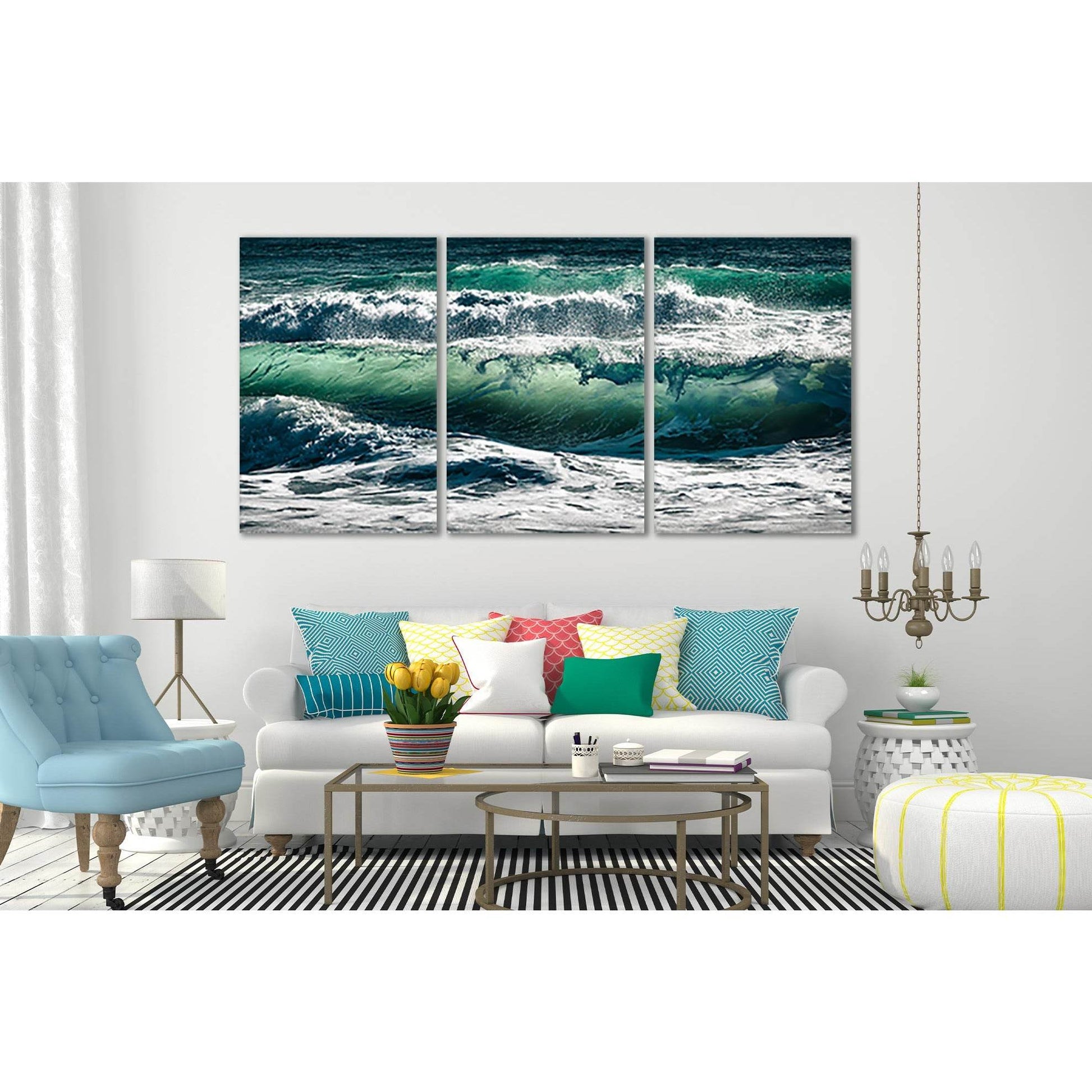 Turquoise Sea Waves №SL85 Ready to Hang Canvas Print - Zellart Canvas Prints 0new, ALL_Products, Beach Ocean & Waves