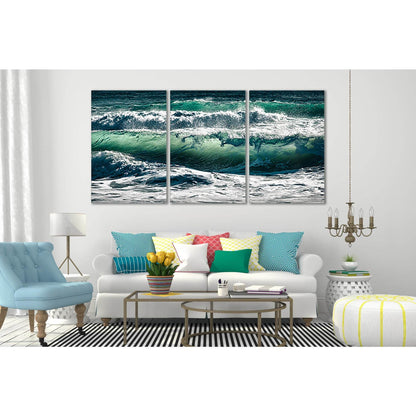 Turquoise Sea Waves №SL85 Ready to Hang Canvas Print - Zellart Canvas Prints 0new, ALL_Products, Beach Ocean & Waves