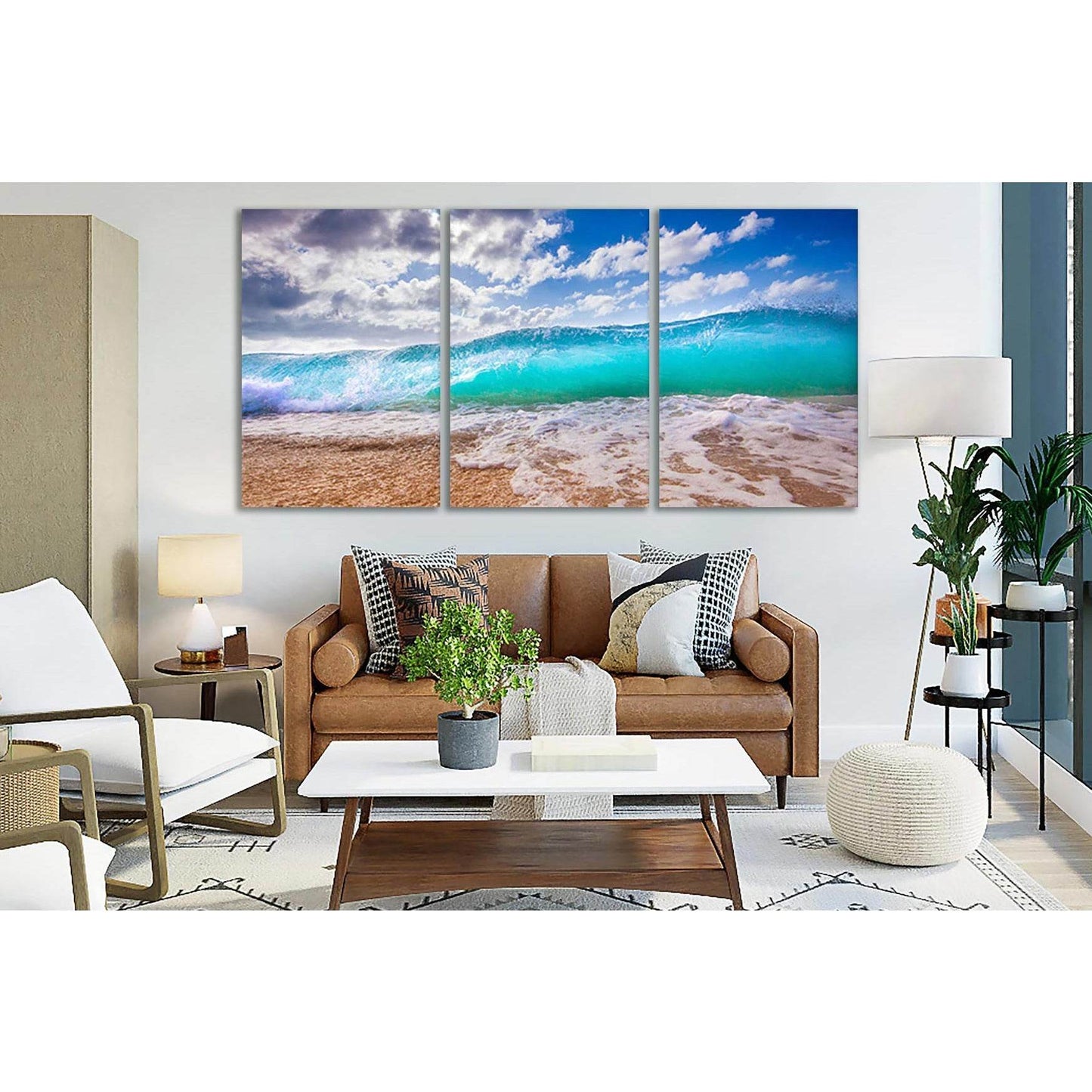 Turquoise Transparent Wave №SL115 Ready to Hang Canvas Print - Zellart Canvas Prints 0new, ALL_Products, Beach Ocean & Waves