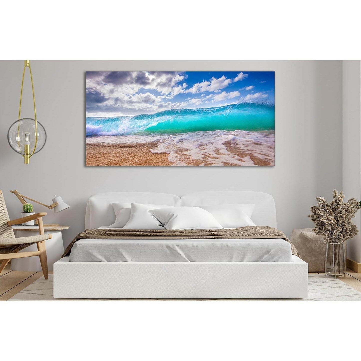 Turquoise Transparent Wave №SL115 Ready to Hang Canvas Print - Zellart Canvas Prints 0new, ALL_Products, Beach Ocean & Waves