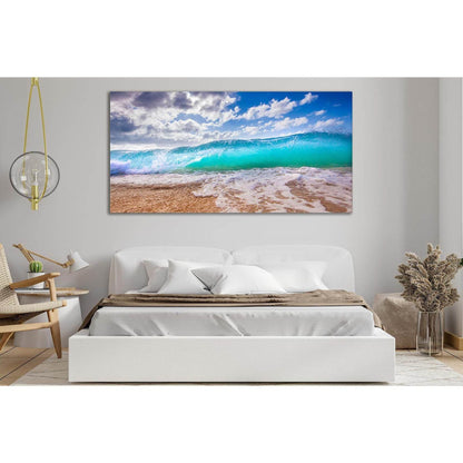 Turquoise Transparent Wave №SL115 Ready to Hang Canvas Print - Zellart Canvas Prints 0new, ALL_Products, Beach Ocean & Waves