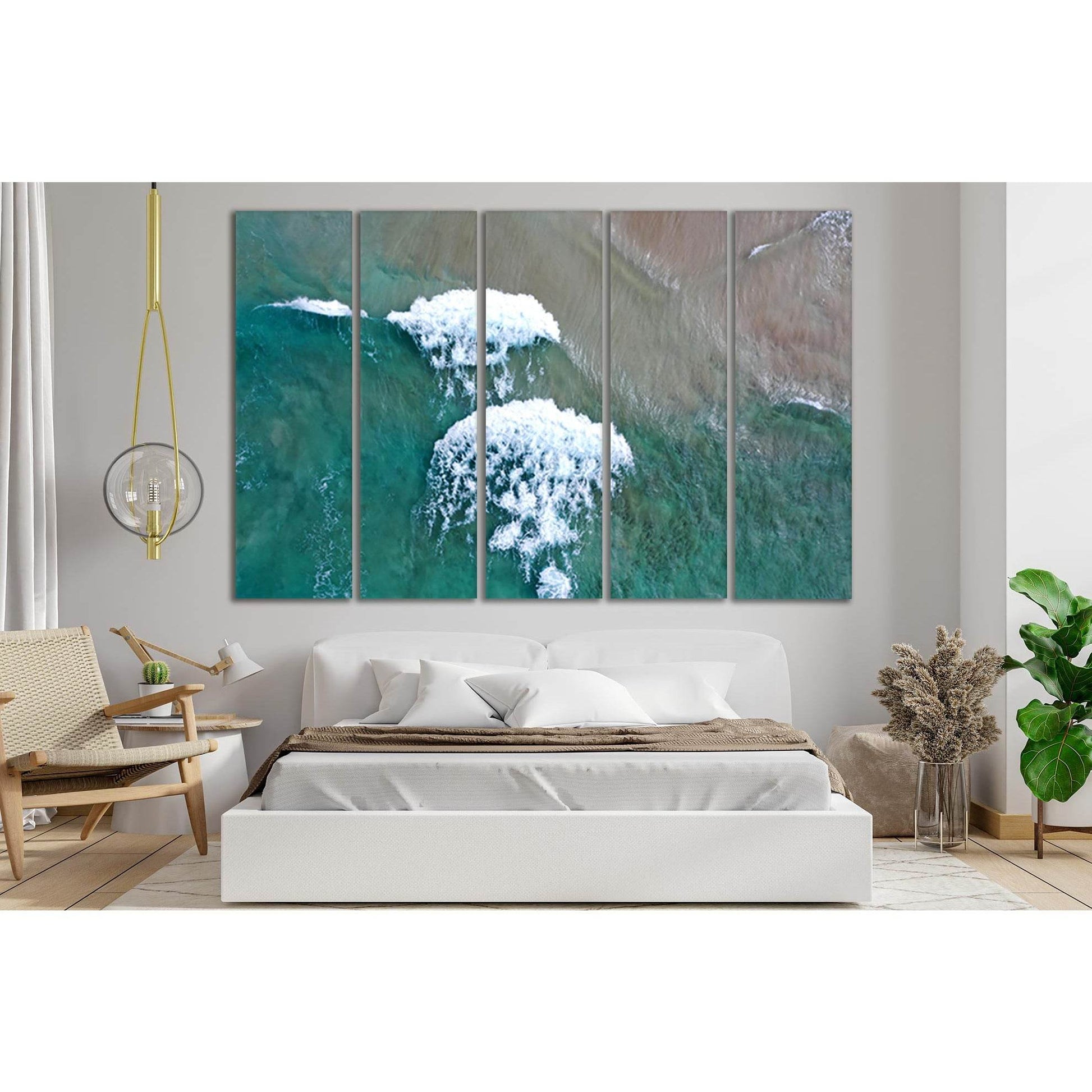 Turquoise Waves Top View №SL106 Ready to Hang Canvas Print - Zellart Canvas Prints 0new, ALL_Products, Beach Ocean & Waves