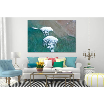 Turquoise Waves Top View №SL106 Ready to Hang Canvas Print - Zellart Canvas Prints 0new, ALL_Products, Beach Ocean & Waves
