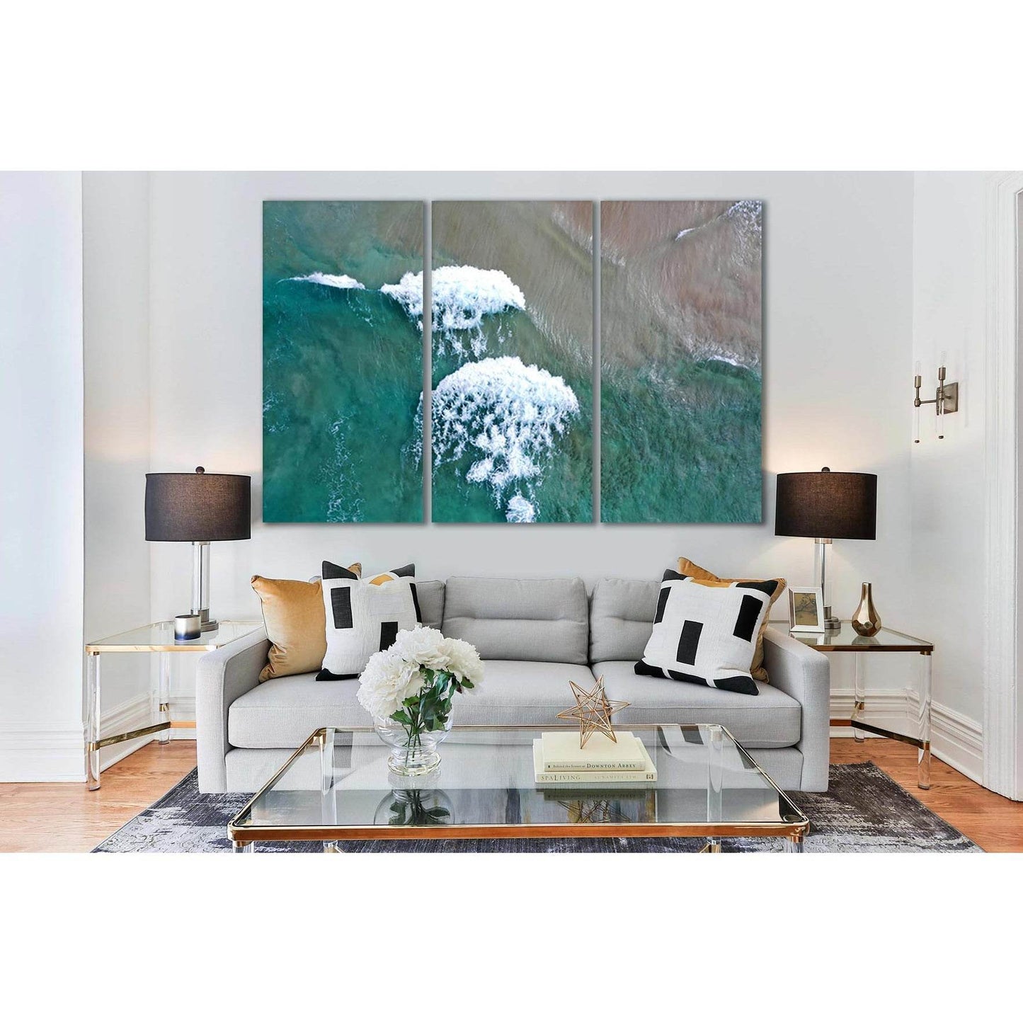 Turquoise Waves Top View №SL106 Ready to Hang Canvas Print - Zellart Canvas Prints 0new, ALL_Products, Beach Ocean & Waves