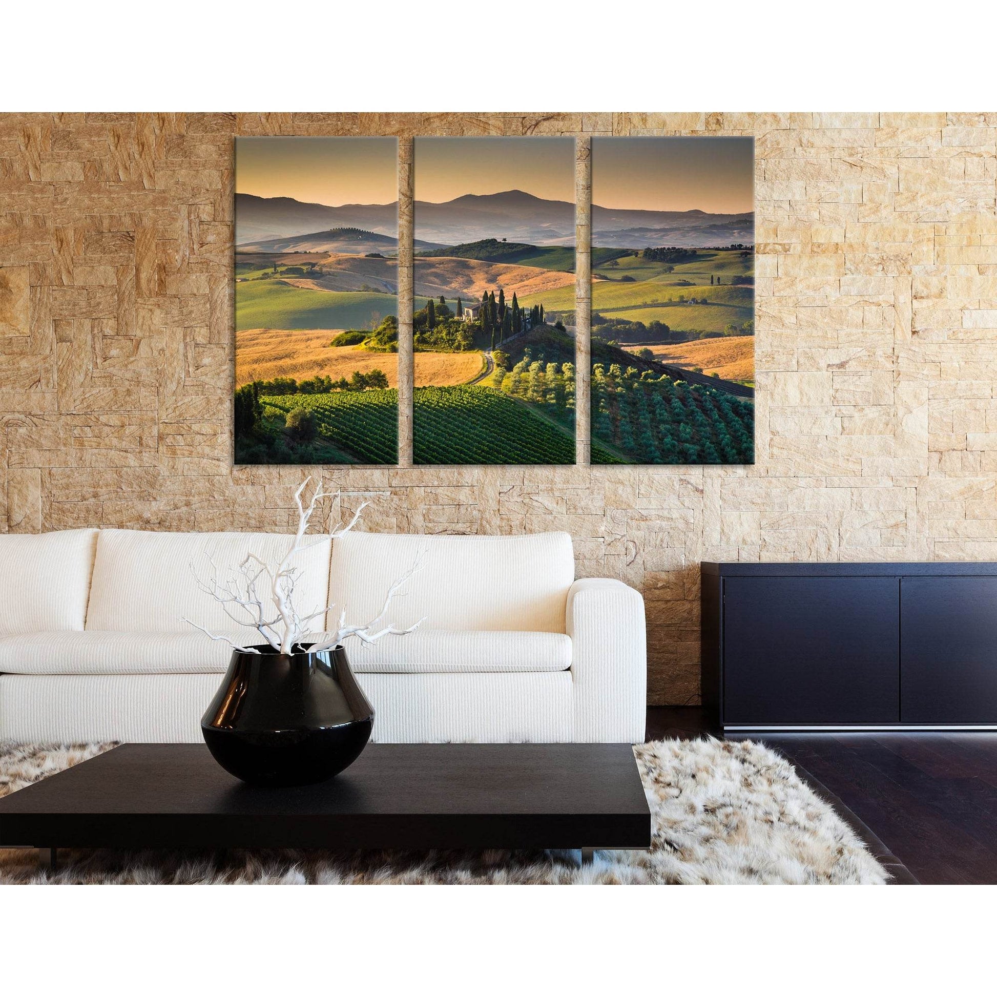 Tuscany Landscape With Rolling Hills And Valleys In Golden Morning Light №04219 Ready to Hang Canvas Print - Zellart Canvas Prints ALL_Products