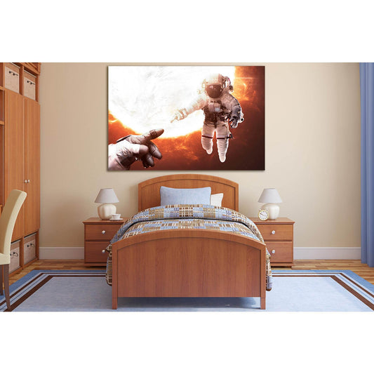 Two Brave Astronauts №SL405 Ready to Hang Canvas Print - Zellart Canvas Prints 0new, ALL_Products, Astronomy & Space Canvas Wall Art