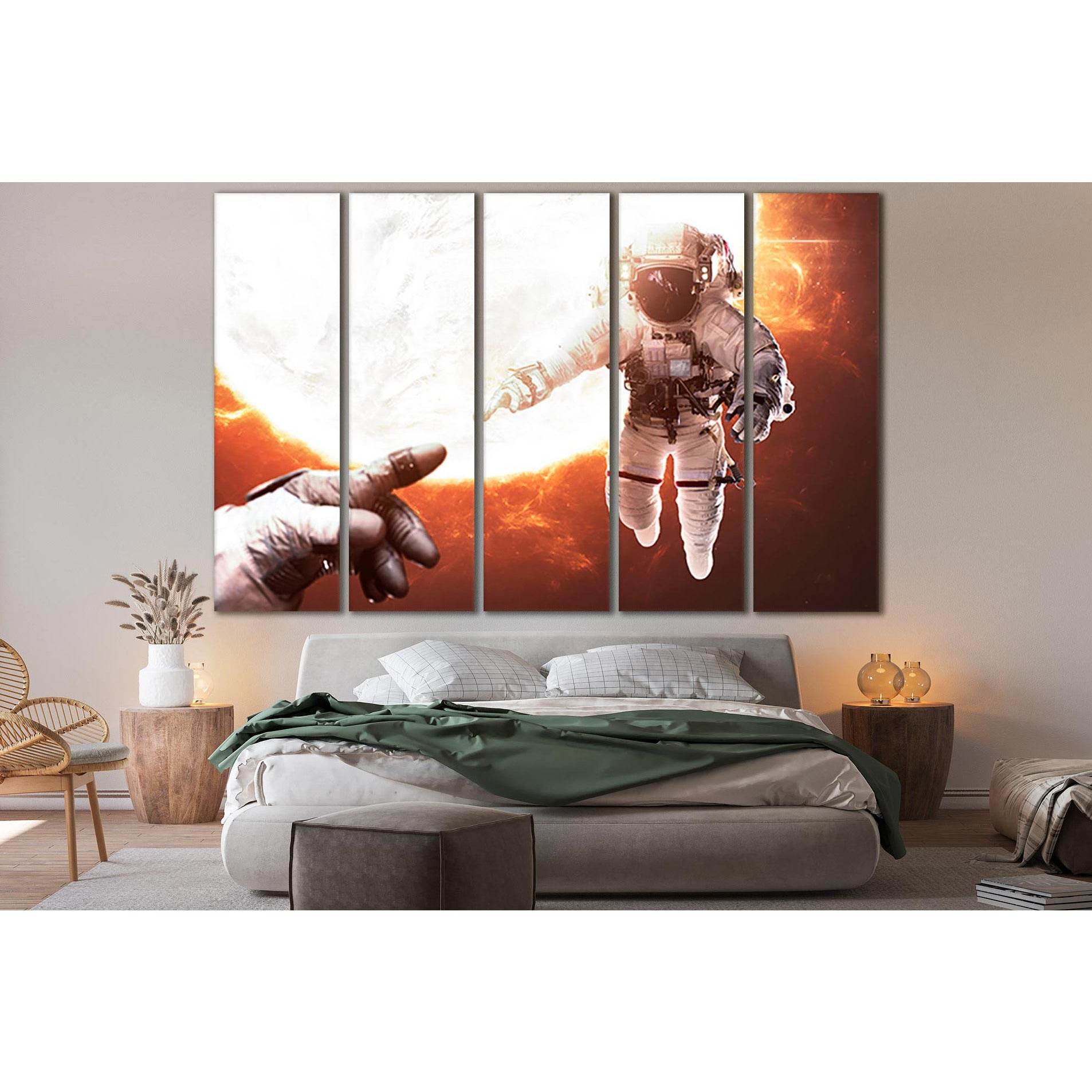 Two Brave Astronauts №SL405 Ready to Hang Canvas Print - Zellart Canvas Prints 0new, ALL_Products, Astronomy & Space Canvas Wall Art