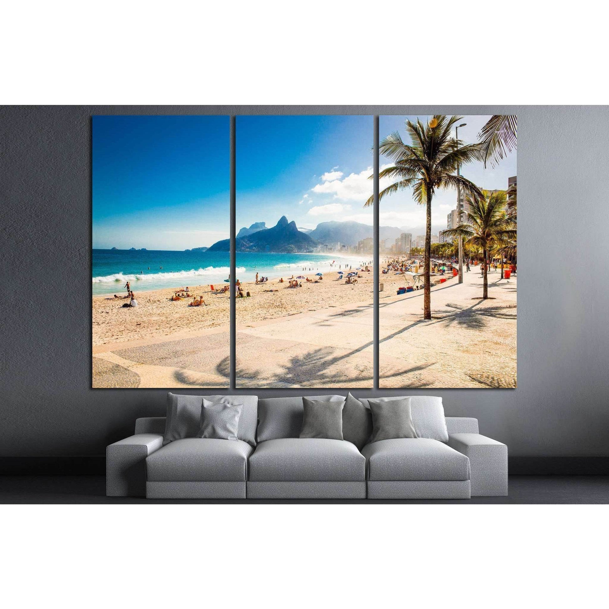 Two Brothers Mountain on Ipanema beach, Rio de Janeiro, Brazil №1317 Ready to Hang Canvas Print - Zellart Canvas Prints ALL_Products, s-1317
