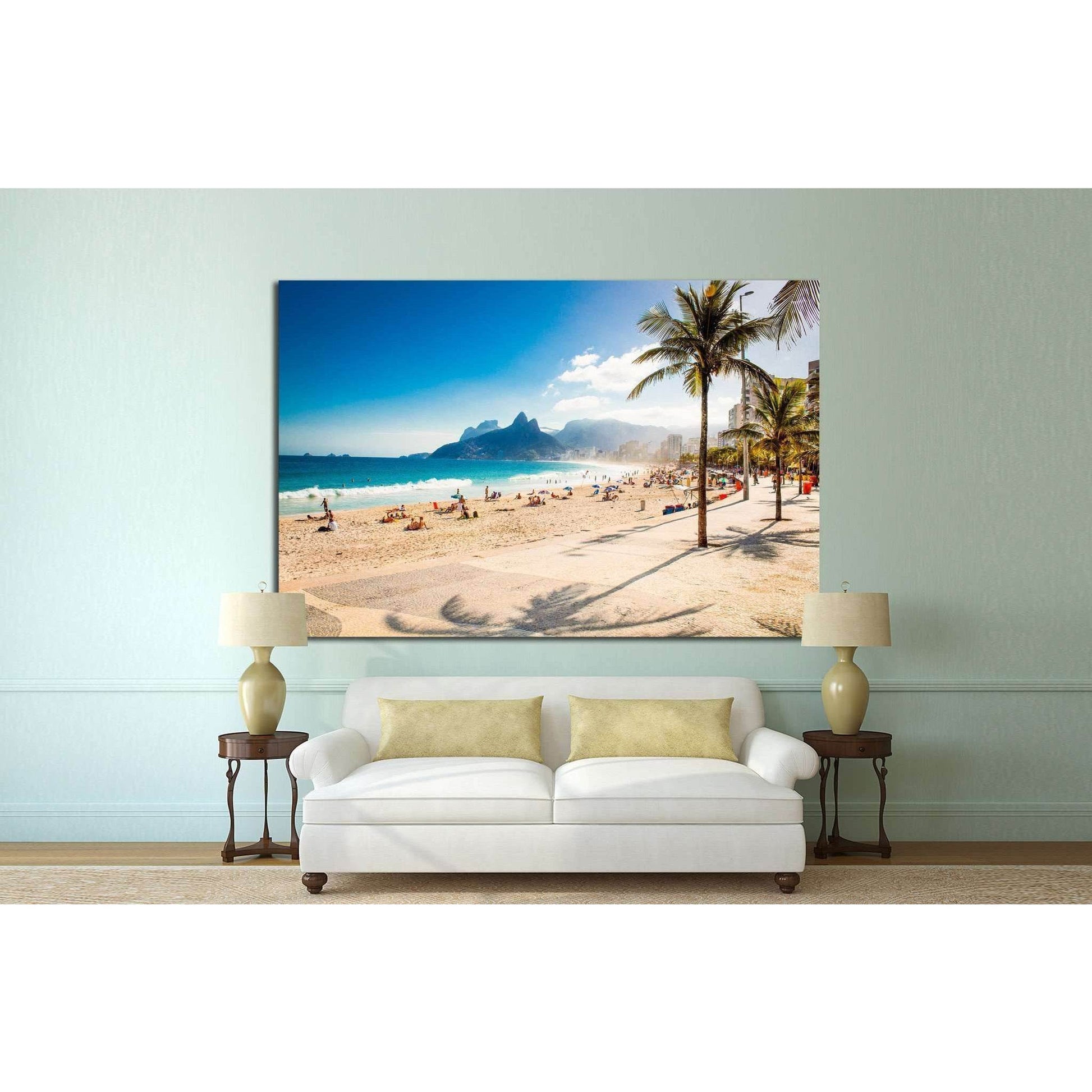 Two Brothers Mountain on Ipanema beach, Rio de Janeiro, Brazil №1317 Ready to Hang Canvas Print - Zellart Canvas Prints ALL_Products, s-1317