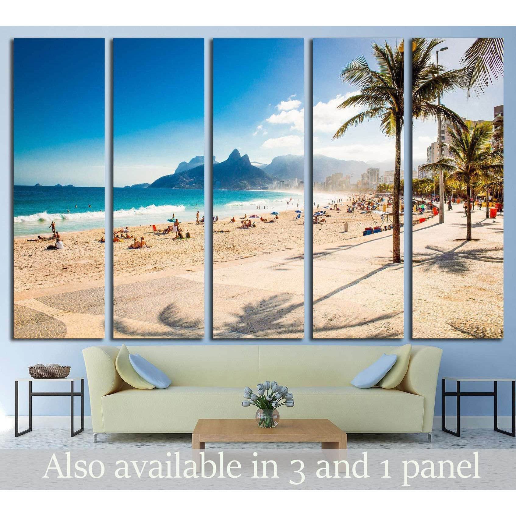 Two Brothers Mountain on Ipanema beach, Rio de Janeiro, Brazil №1317 Ready to Hang Canvas Print - Zellart Canvas Prints ALL_Products, s-1317