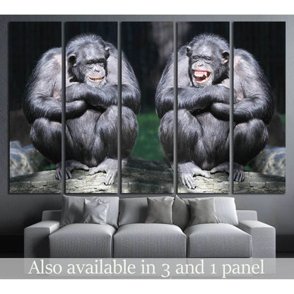 Two chimpanzees have a fun №1114 Ready to Hang Canvas Print - Zellart Canvas Prints ALL_Products, s-1114