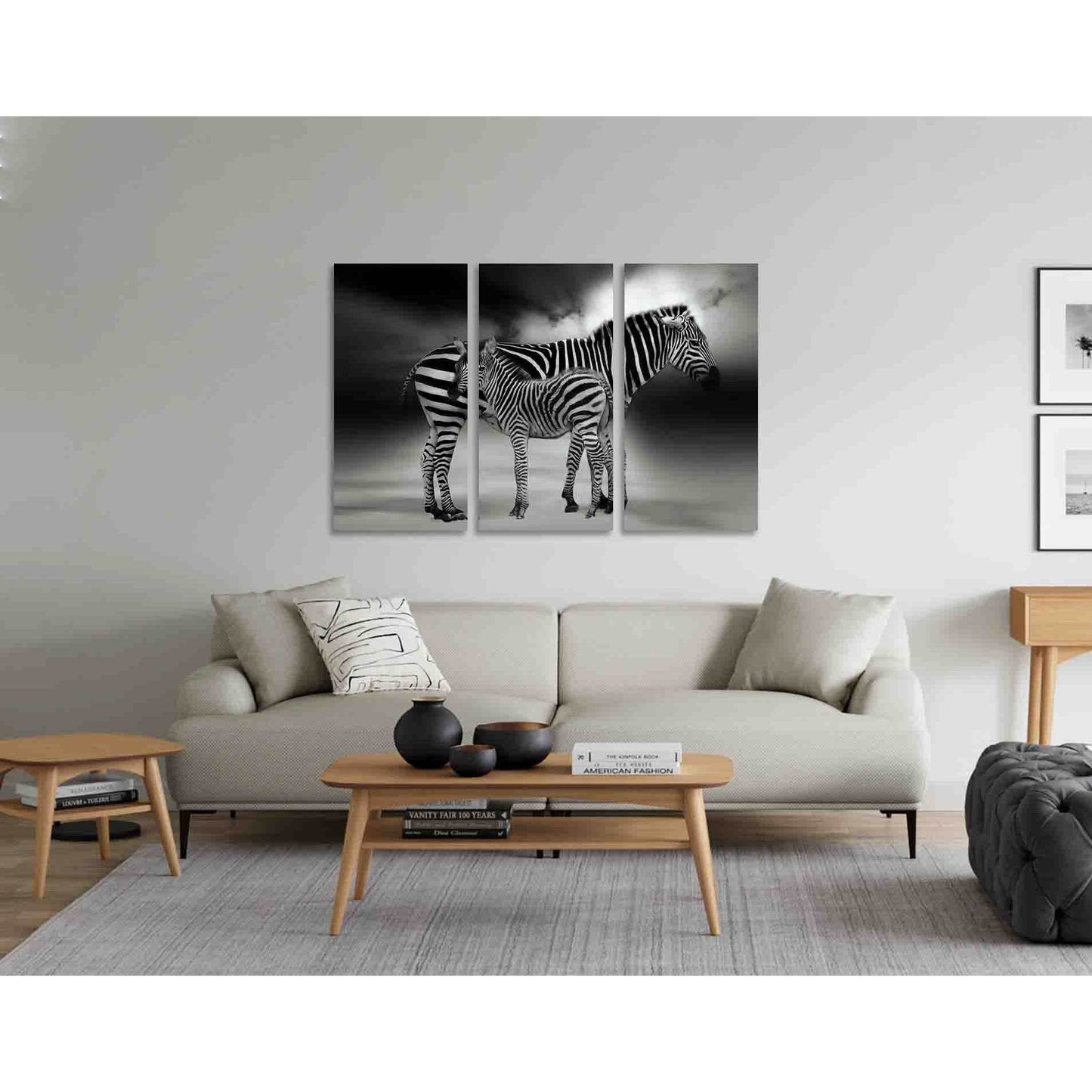 Two cute zebras №D2812 Ready to Hang Canvas Print - Zellart Canvas Prints 0new, ALL_Products, Black & White Wall Art