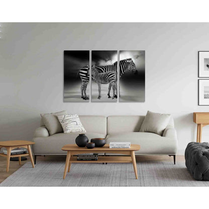 Two cute zebras №D2812 Ready to Hang Canvas Print - Zellart Canvas Prints 0new, ALL_Products, Black & White Wall Art