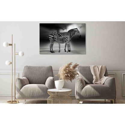 Two cute zebras №D2812 Ready to Hang Canvas Print - Zellart Canvas Prints 0new, ALL_Products, Black & White Wall Art