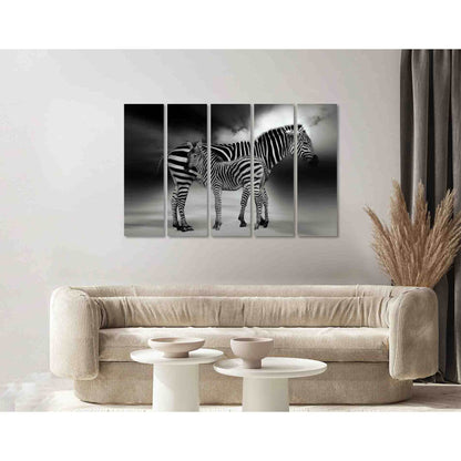 Two cute zebras №D2812 Ready to Hang Canvas Print - Zellart Canvas Prints 0new, ALL_Products, Black & White Wall Art
