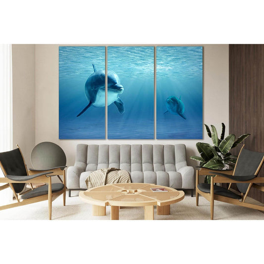 Two Dolphins №SL995 Ready to Hang Canvas Print - Zellart Canvas Prints 0new, ALL_Products, Animals & Wildlife