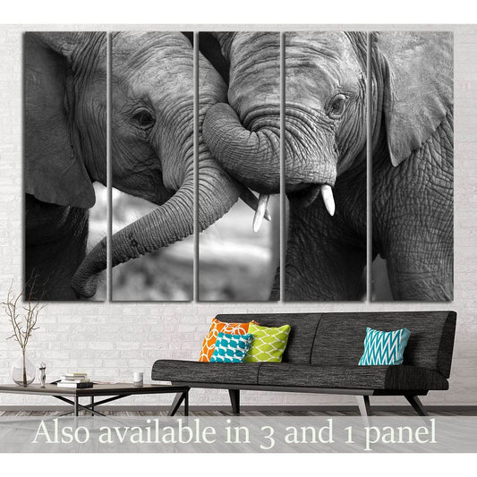 Two Elephants №194 Ready to Hang Canvas Print - Zellart Canvas Prints ALL_Products, Elephant, wd-194